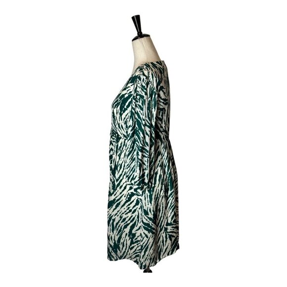 Ba&sh Dress Women 2 Green Ivory‎ Vuzy Abstract Print V Neck Button Down Mini - Picture 6 of 11